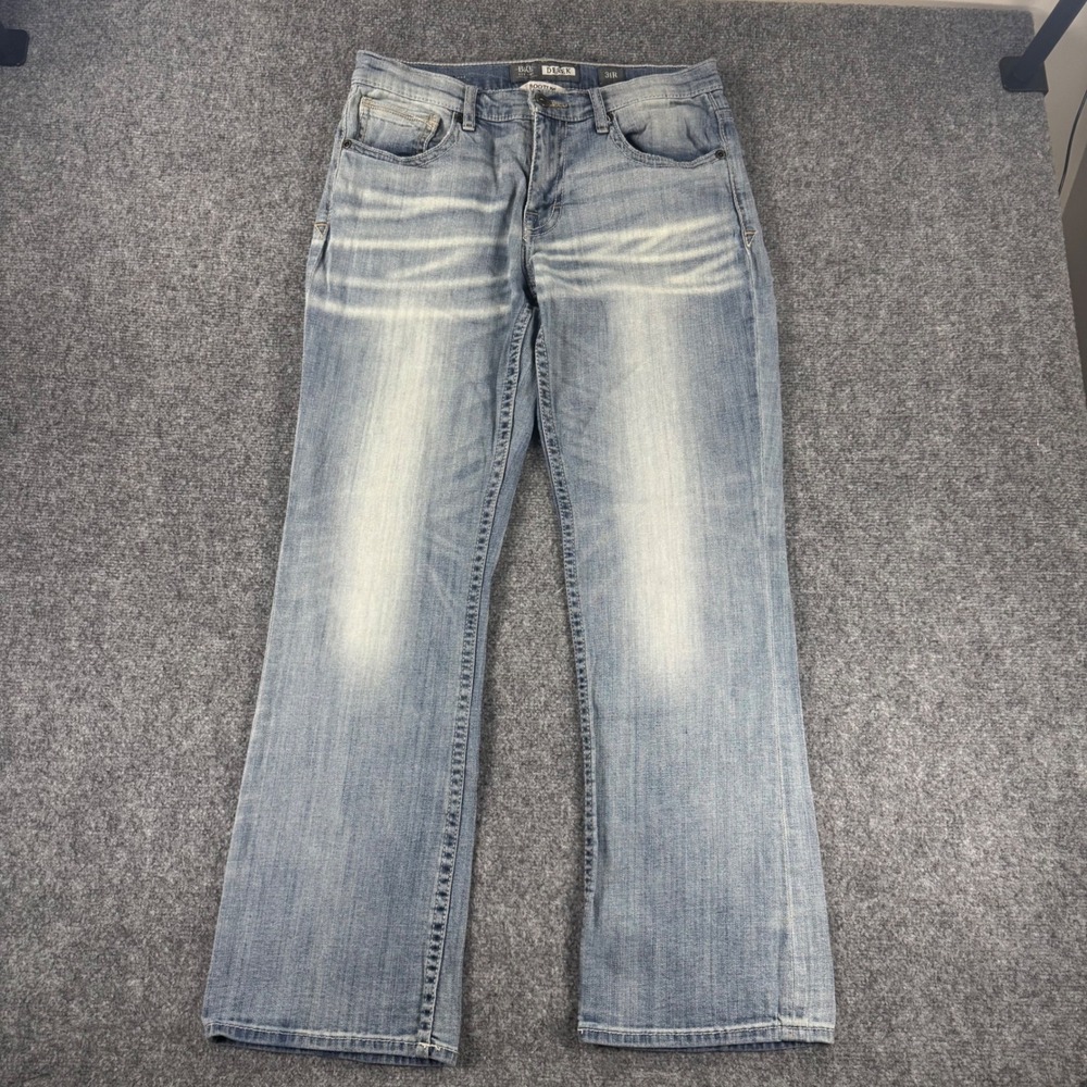 BKE Derek Bootleg Jeans Men 32x31 Light Wash Distressed Denim 31R